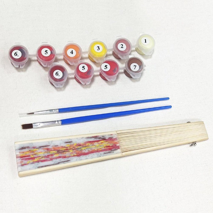 DIY Oil Paint By Number Folding Fan Elk Forest