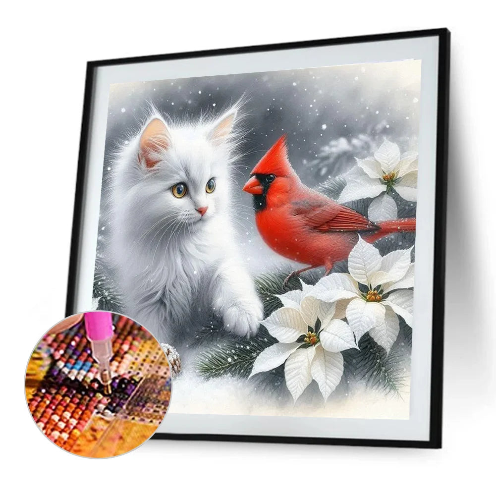 Diamond Painting - Full Round / Square - Cat And Cardinal