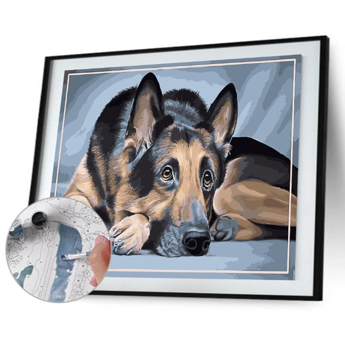 Dog Canvas Acrylic Color Drawing Wall Art Living Room Home Decor