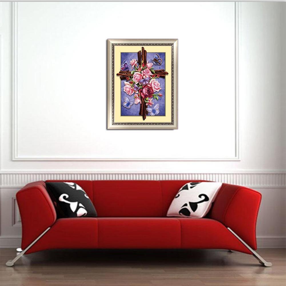 Diamond Painting - Full Round - Rose in Cross