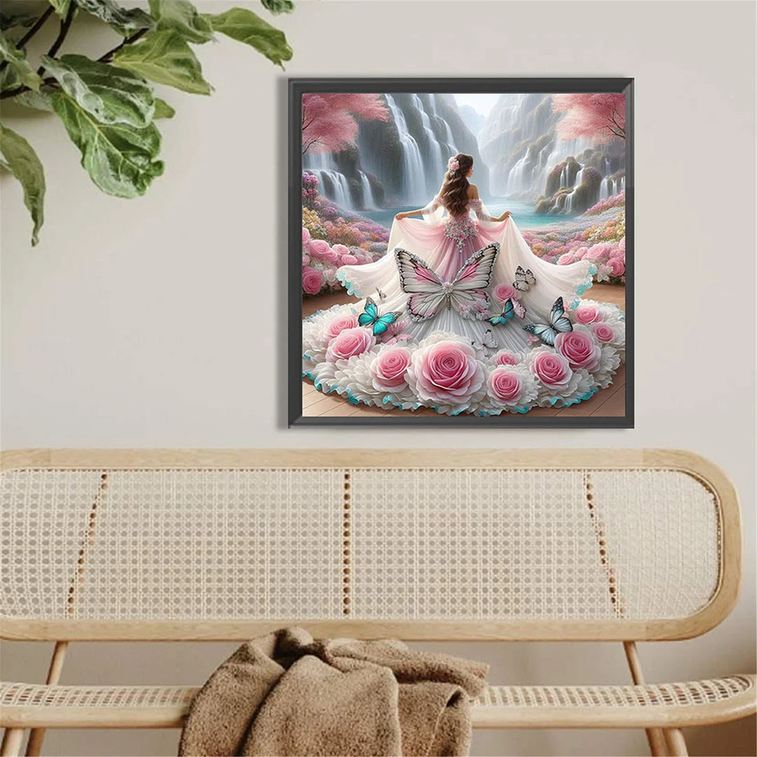 Diamond Painting - Full Round / Square - Girl In Rose Evening Dress