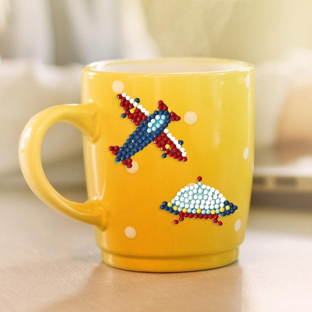 DIY Full Drill Round Cartoon Plane Diamond Painting Puzzle Sticker