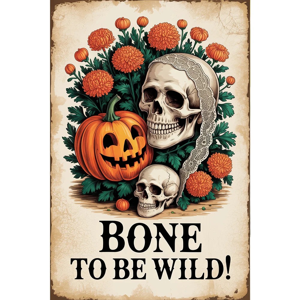Diamond Painting - Full Round / Square - Halloween Skeleton Pumpkin (30*45cm)