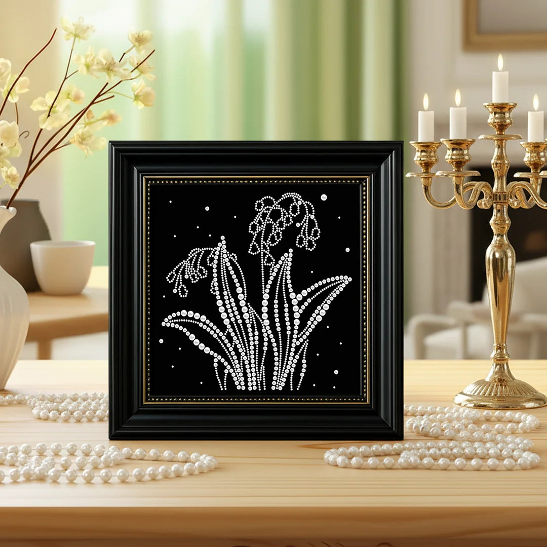 DIY Pearl Painting With Frame - Handmade Self-Adhesive Pearls - Plants (27*27cm)