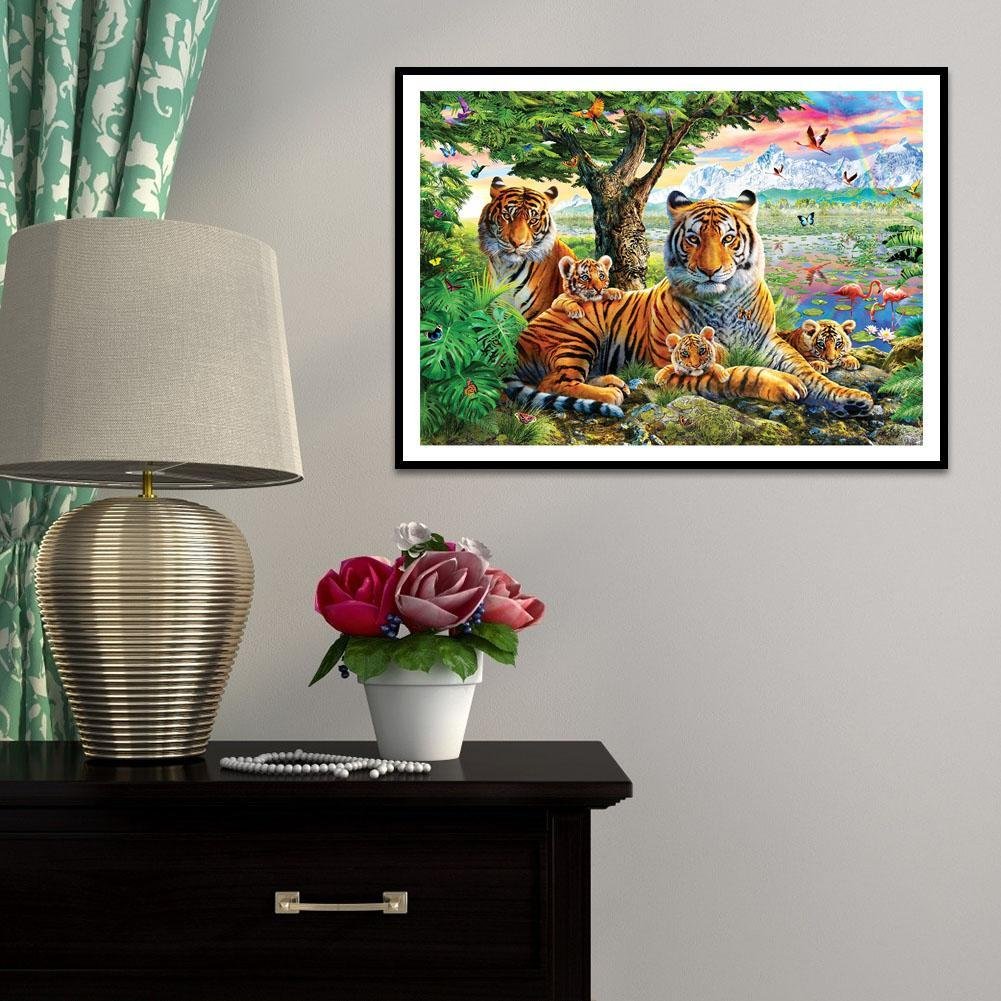 Diamond Painting - Full Round - Tigers Family
