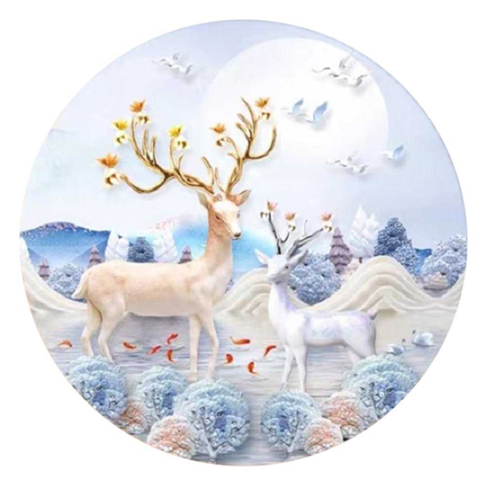 11ct Stamped Cross Stitch Bird And Deer(60*60cm)