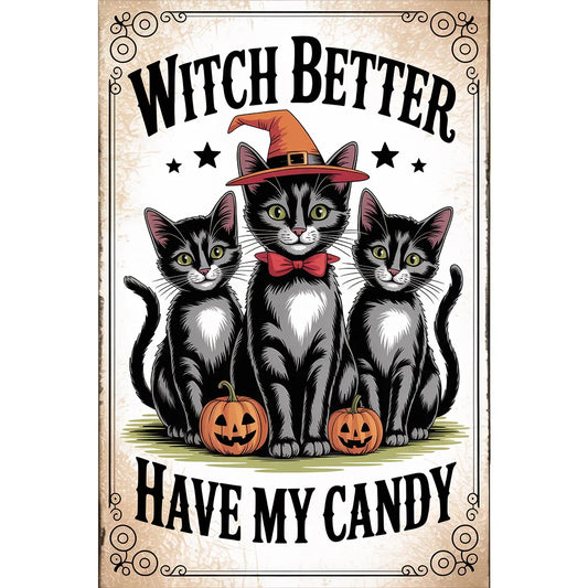 Diamond Painting - Full Round / Square - Halloween Witch Cat (30*45cm)