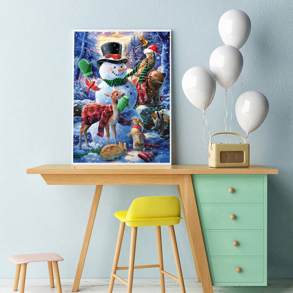 Christmas Diamond Painting - Full Round - Snowman & Animals