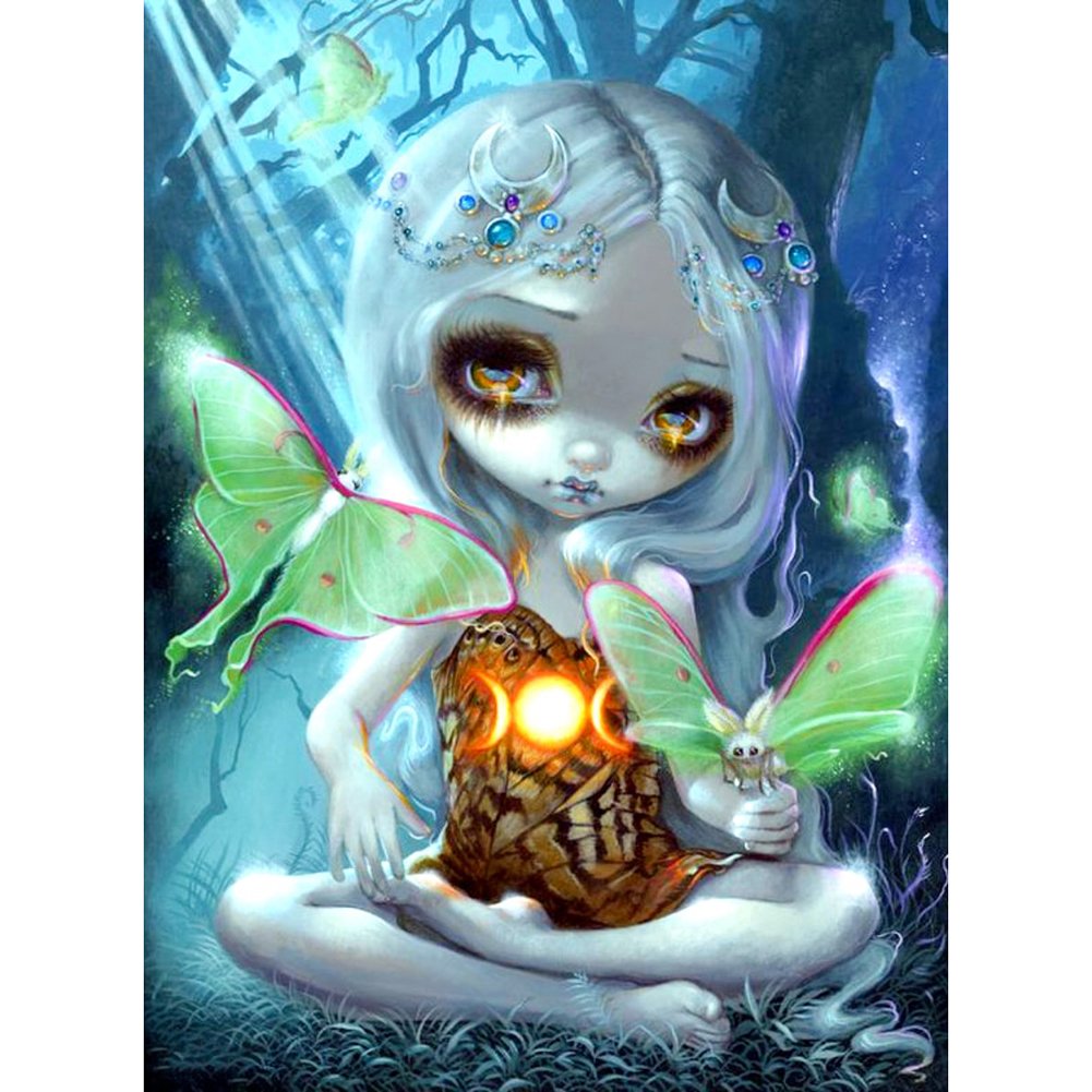 5D Diy Diamond Painting Kit Full Round Beads Cute Big Eyes Elf