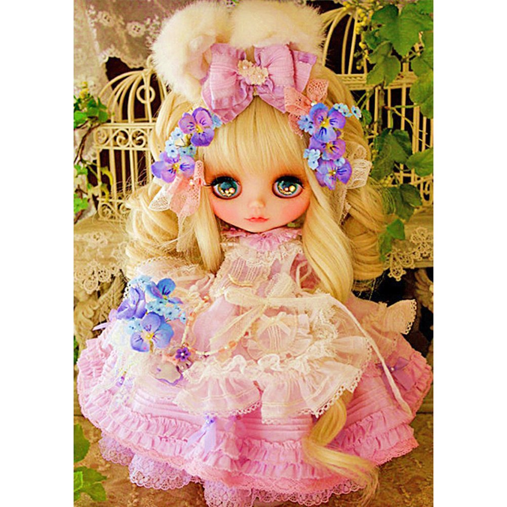 5D DIY Diamond Painting Kit Full Round Drill Pink Doll