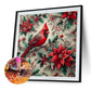 Diamond Painting - Full Round / Square - Red Poinsettia Cardinal