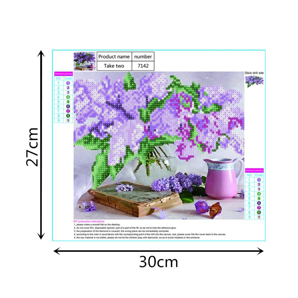 Diamond Painting - Partial Round - Purple Flowers