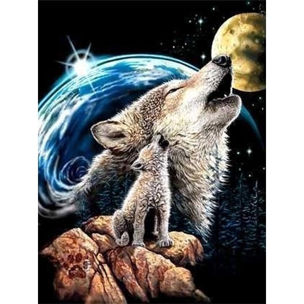 Wolves Howling Diamond Painting Art