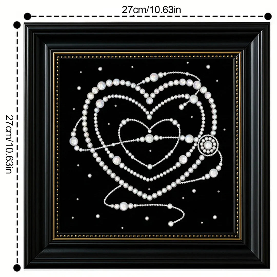 DIY Pearl Painting With Frame - Handmade Self-Adhesive Pearls - Love (27*27cm)