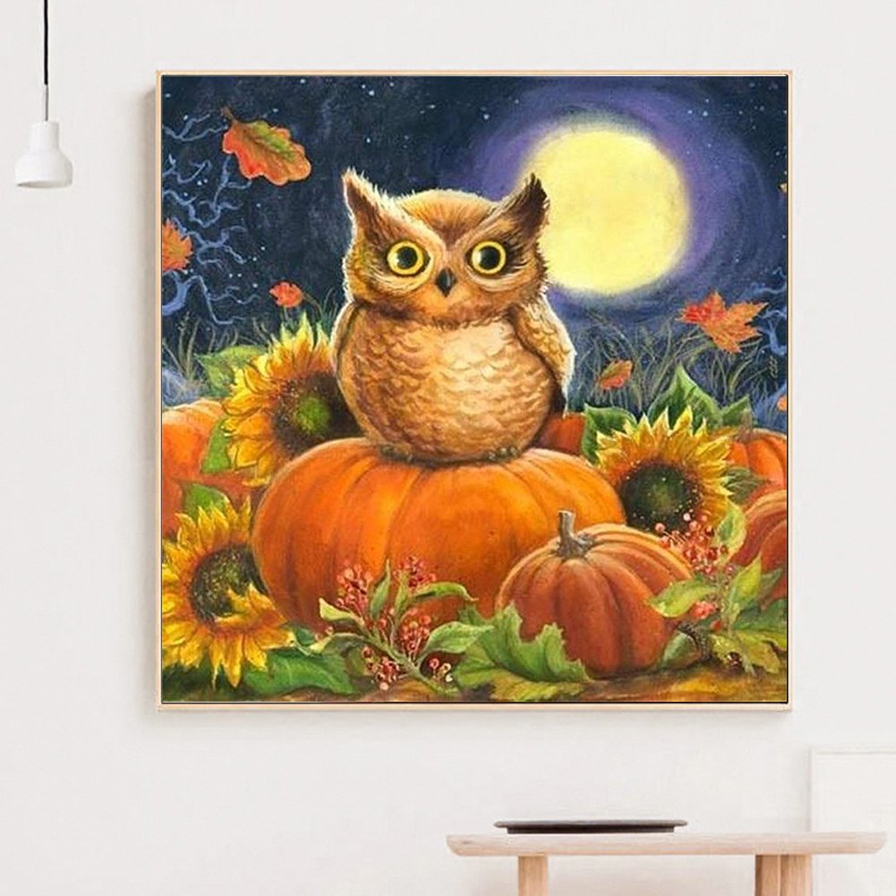 5D DIY Diamond Painting Kit - Full Round - Pumpkin Owl