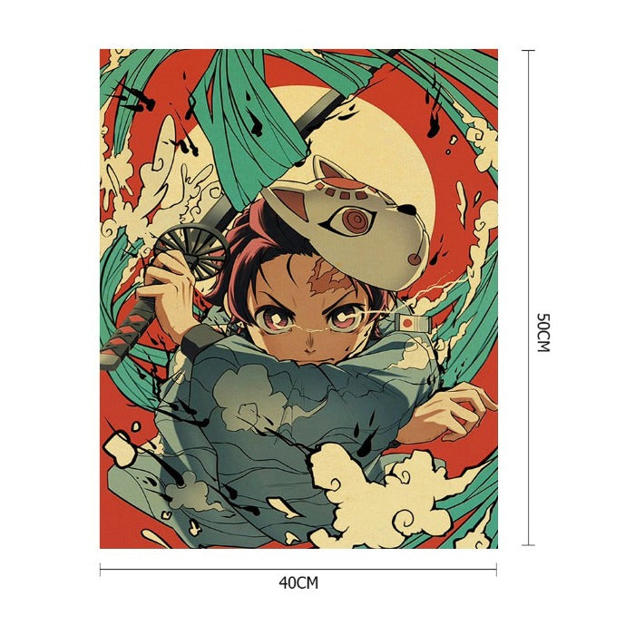 Oil Paint By Numbers DIY Anime Hand Painted Canvas Picture Craft Kit 