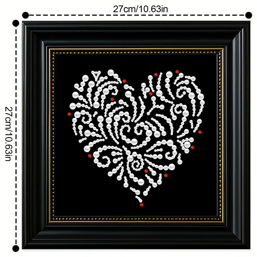 DIY Pearl Painting With Frame - Handmade Self-Adhesive Pearls - Heart (27*27cm) B
