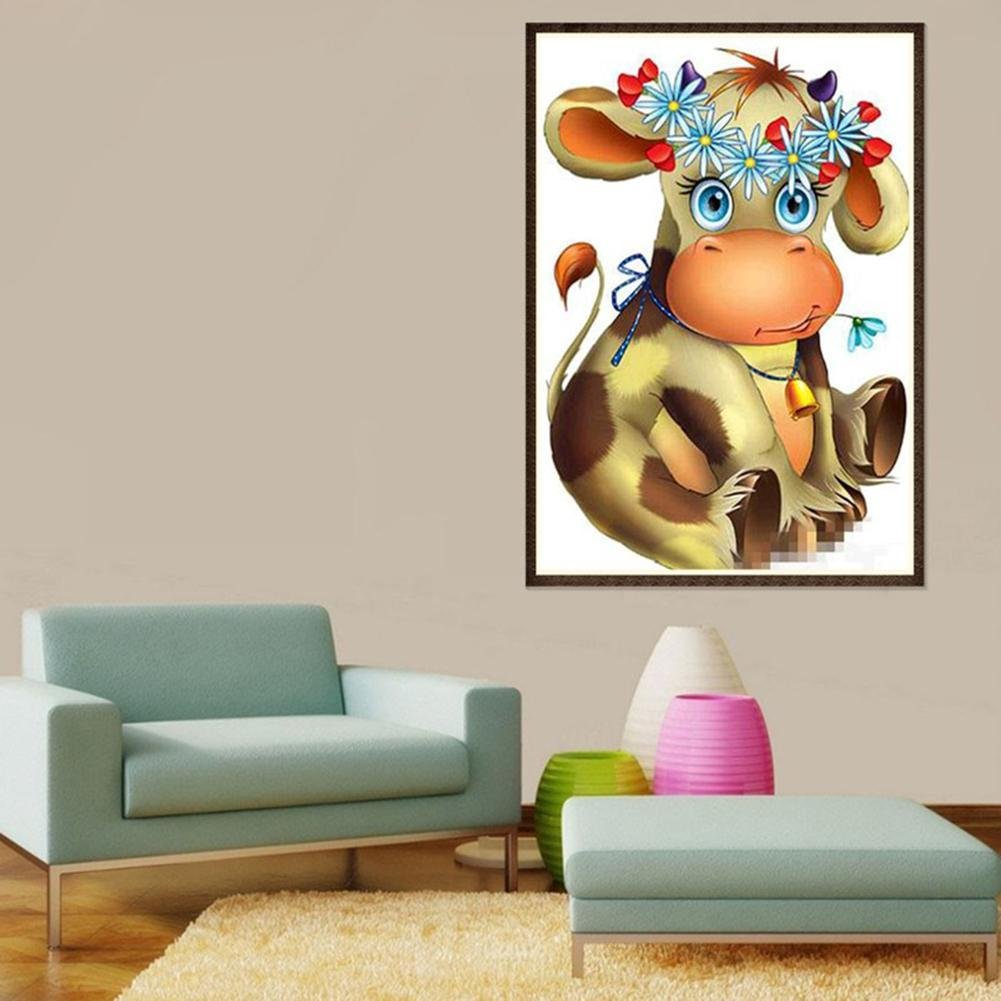 Diamond Painting - Partial Round - Cartoon Cow