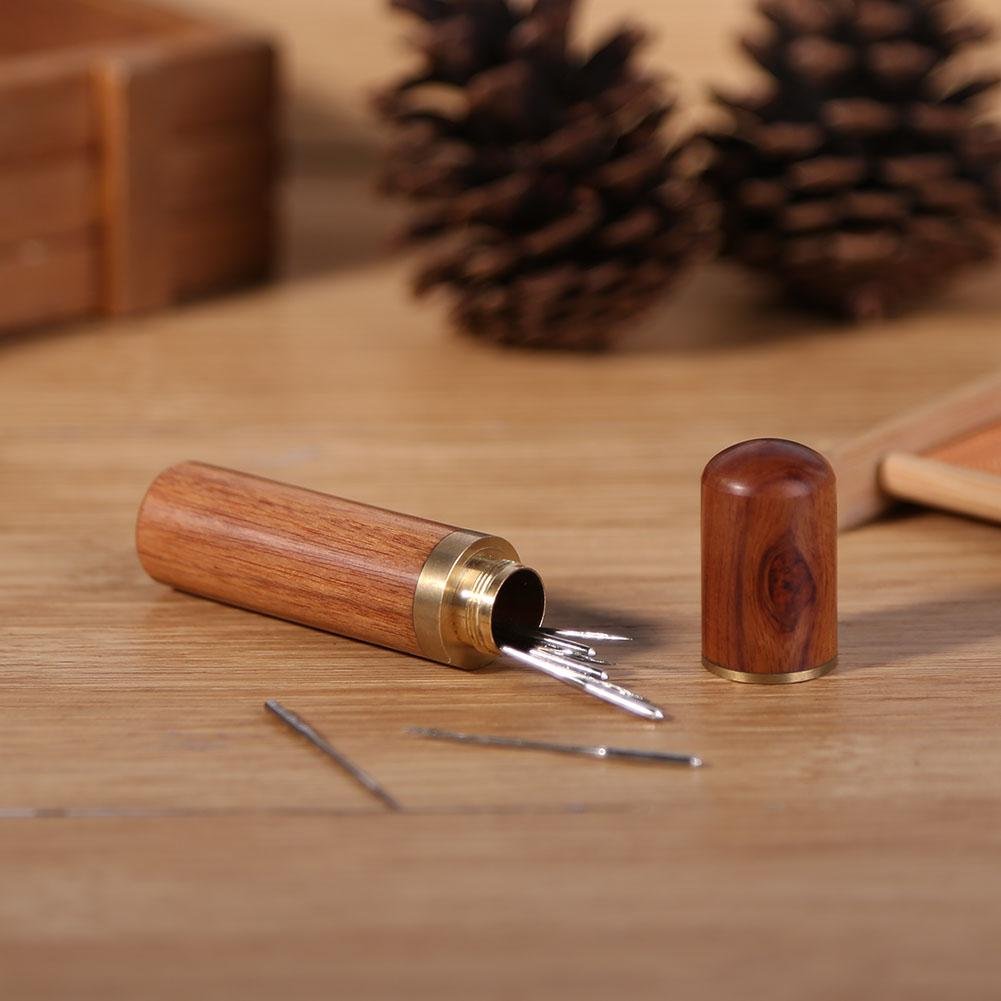 4pcs Hand Sewing Needles Wood Box