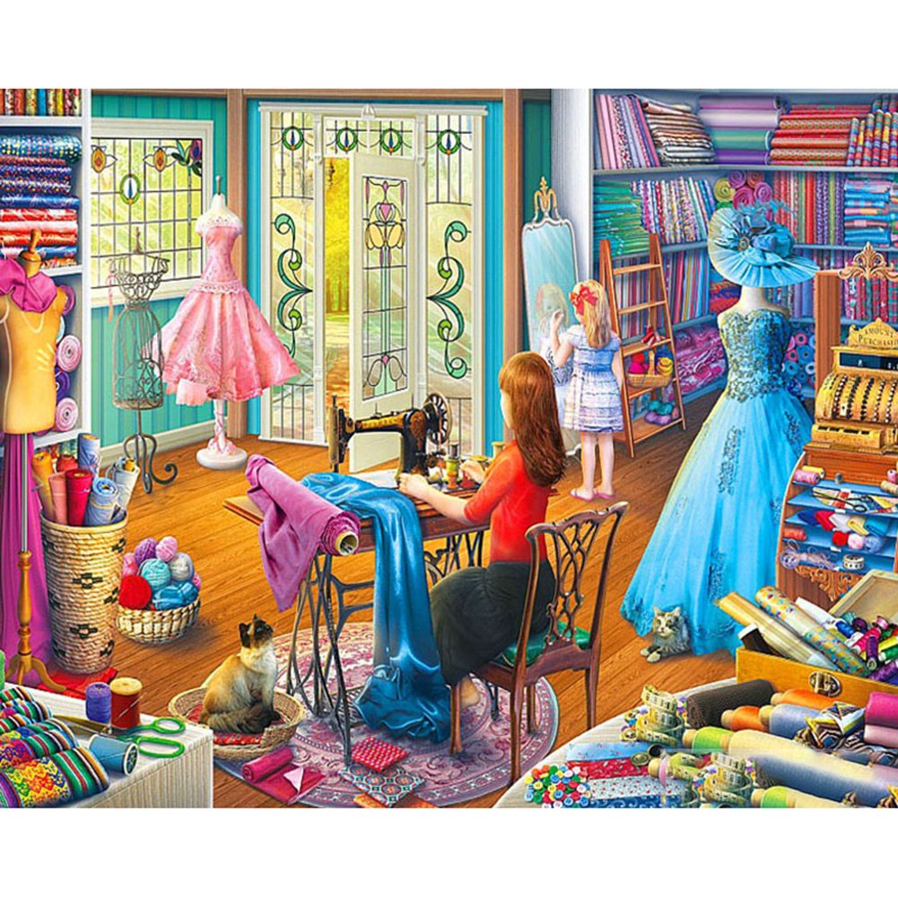 5D Diy Diamond Painting Kit Full Round Beads Sewing Room