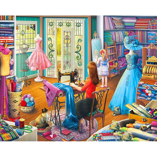 5D Diy Diamond Painting Kit Full Round Beads Sewing Room