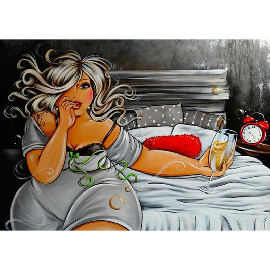 5D Diy Diamond Painting Kit Full Round Beads Fat Lady