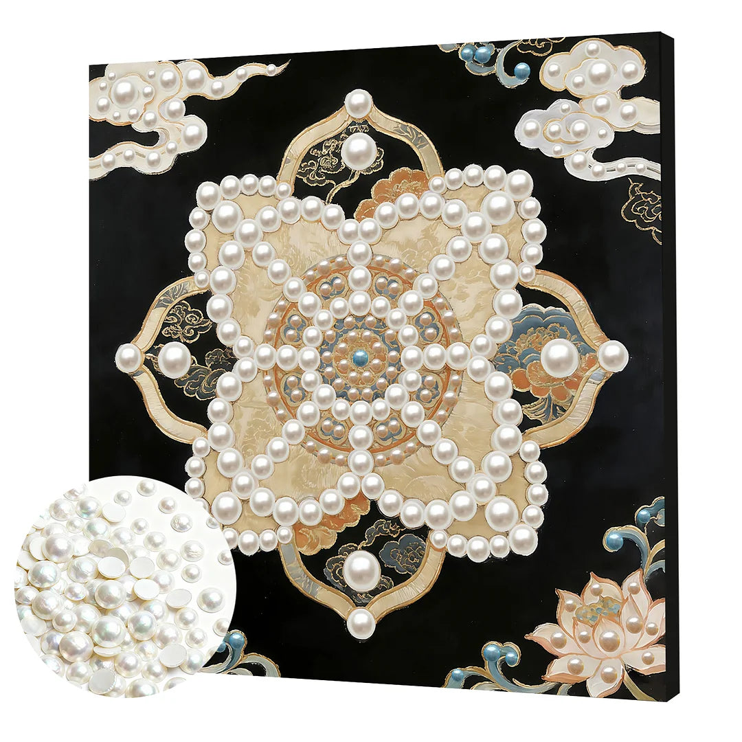 DIY Pearl Painting With Frame - Handmade Self-Adhesive Pearls - Mandala (30*30cm) E