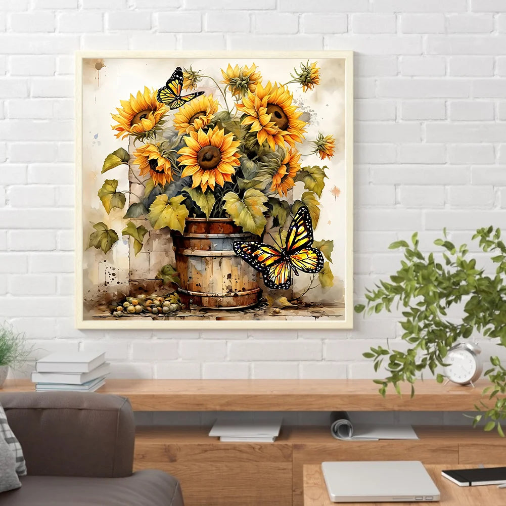 Diamond Painting - Full Round / Square Drills - Sunflowers Vase