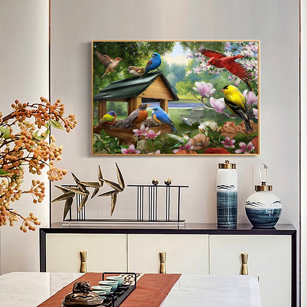 Diamond Painting - Full Round - Lake Birds Flower