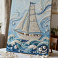 DIY Pearl Painting With Frame - Handmade Self-Adhesive Pearls - Sailboat (30*40cm) B