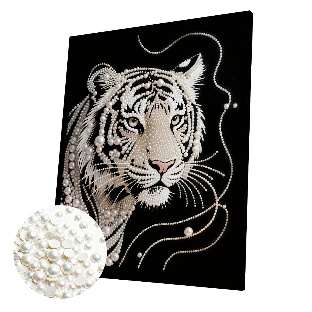 DIY Pearl Painting With Frame - Handmade Self-Adhesive Pearls - Tiger(40*50cm)