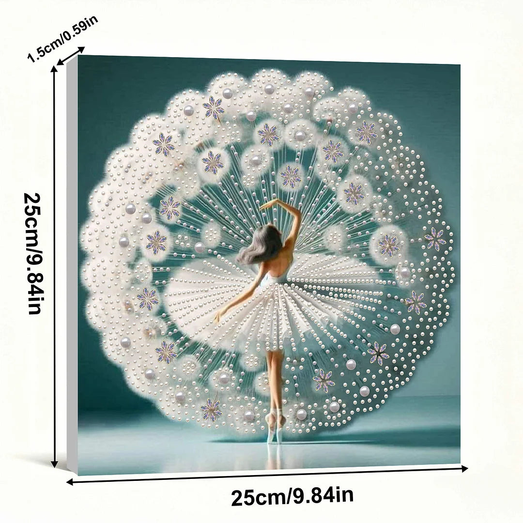DIY Pearl Painting With Frame - Handmade Self-Adhesive Pearls - White Woman (30*30cm)