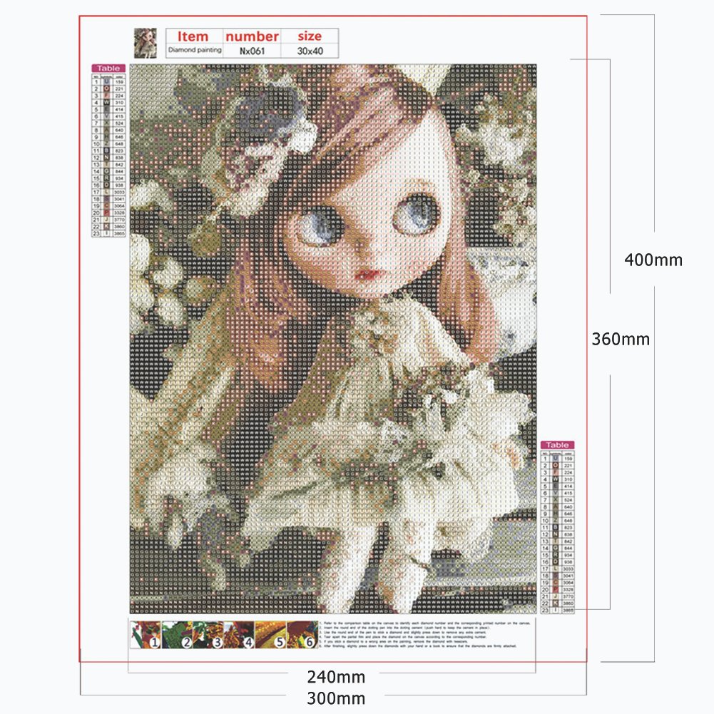 5D DIY Diamond Painting Kit - Full Round - Cute Girl Doll
