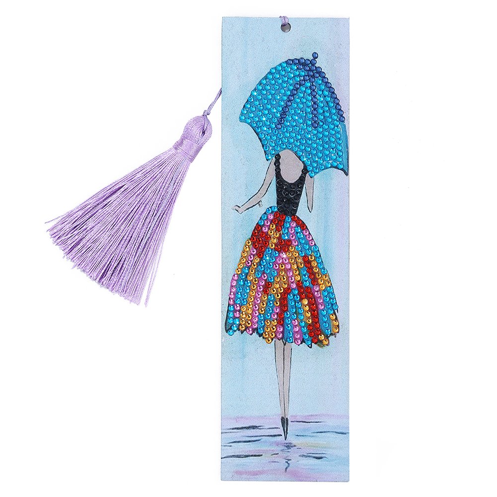 DIY Girl Special Shaped Diamond Painting Leather Bookmark