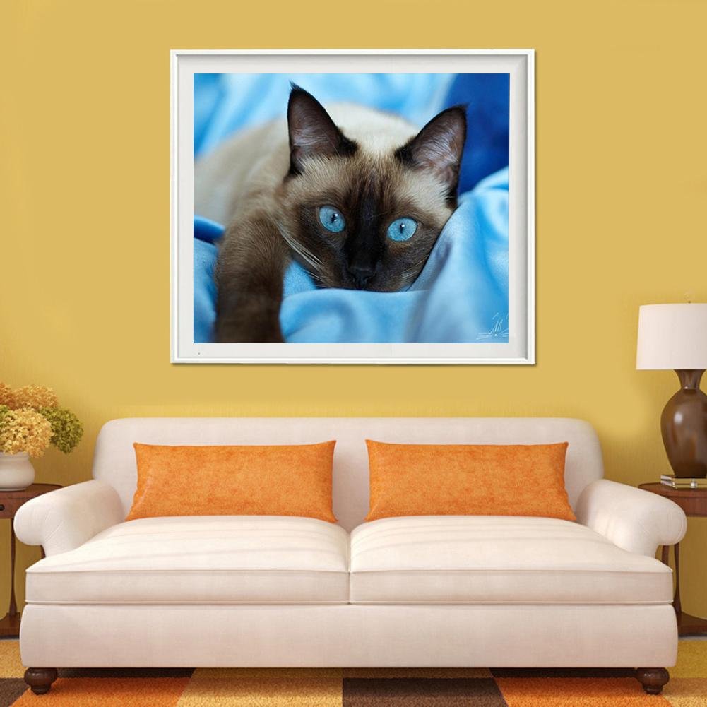 5D DIY Diamond Painting Kit - Full Round - Blue Eye Cat