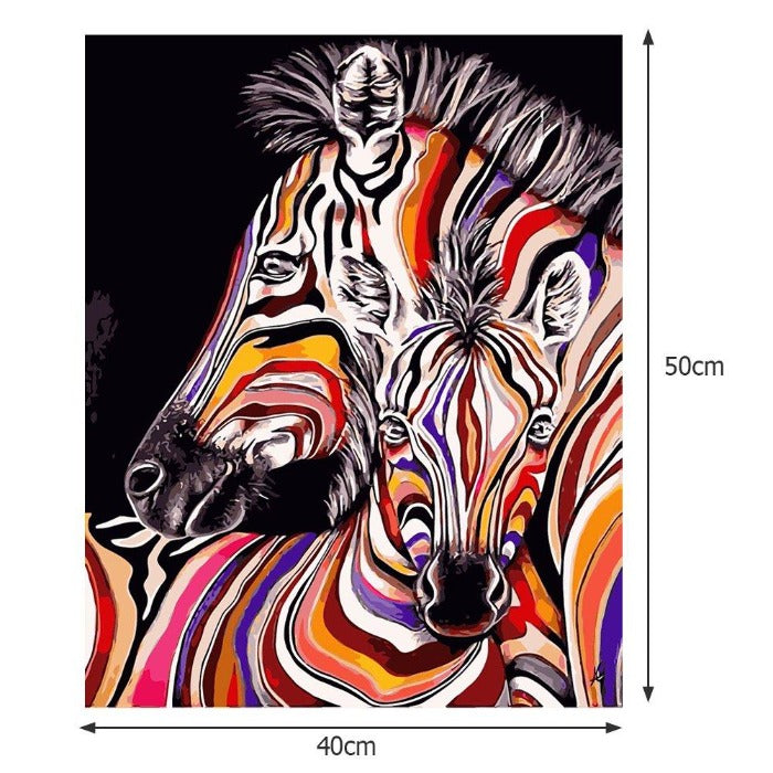 DIY Oil Painting By Numbers Zebra Canvas Coloring Drawing Modern Wall Art