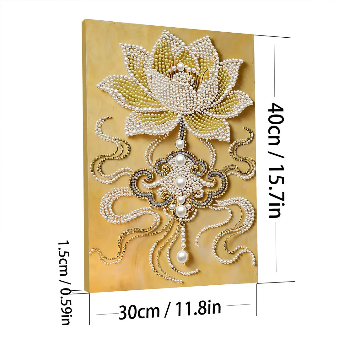 DIY Pearl Painting With Frame - Handmade Self-Adhesive Pearls - Wheat Ingot (30*40cm) C