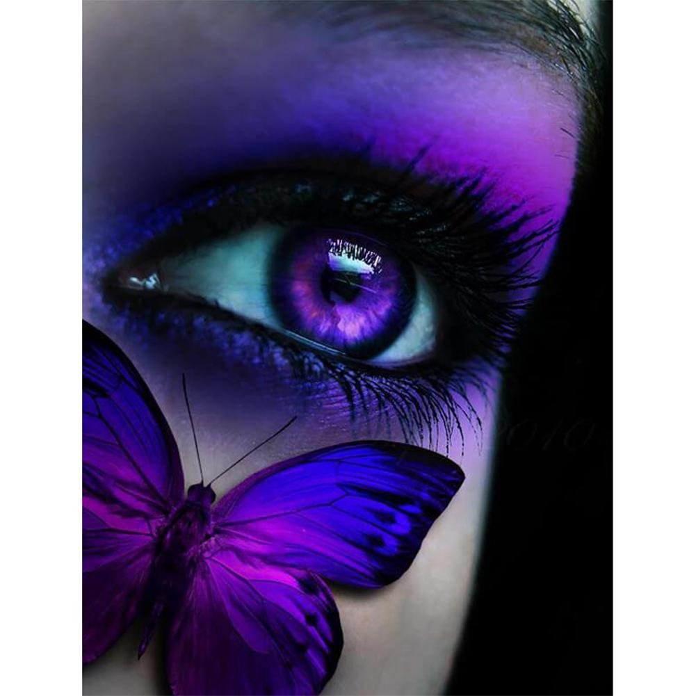 5D Diy Diamond Painting Kit Full Round Beads Purple Eye