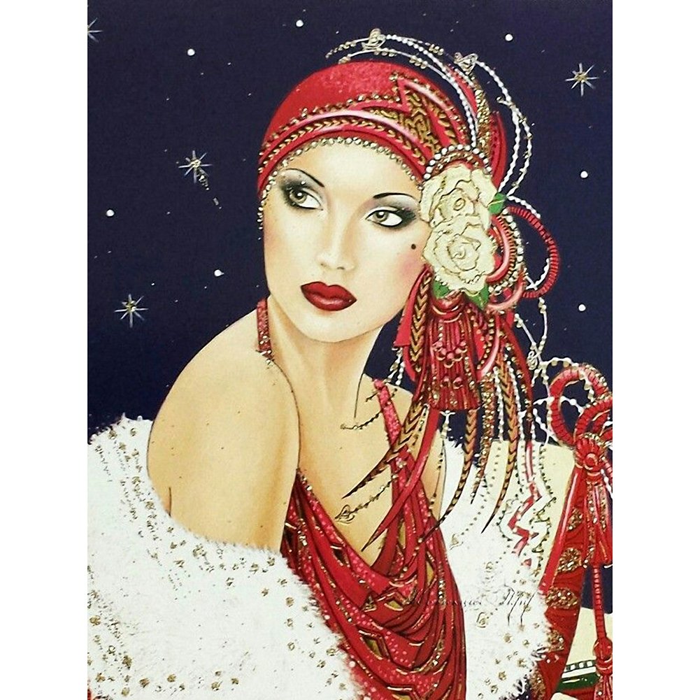 5D Diy Diamond Painting Kit Full Round Beads Fashion Lady