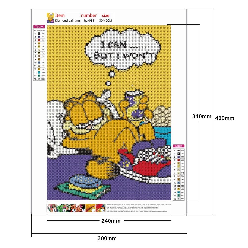 Diamond Painting - Full Round - Garfield Cat