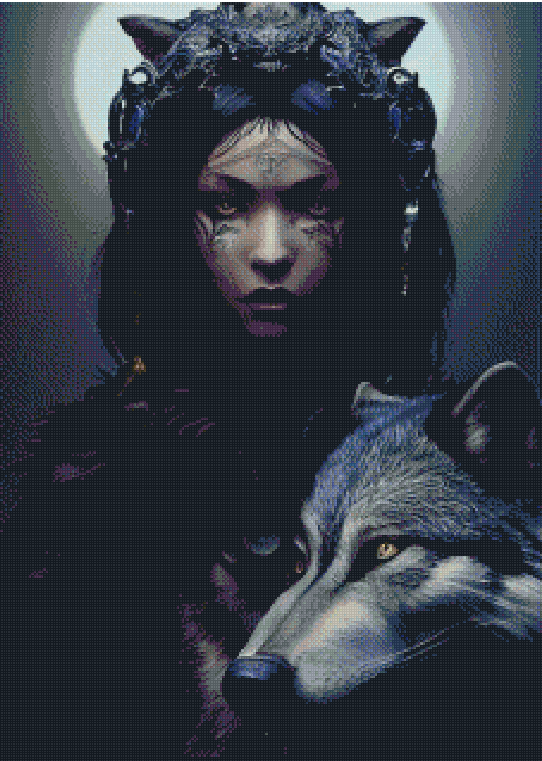 Full Round/Square Diamond Painting Kits | Wolf Girl 40x60cm 50x70cm