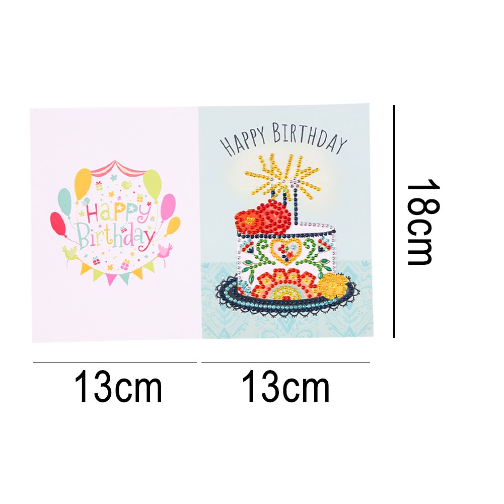DIY 5D Diamond Painting Happy Birthday Postcard - Cake H