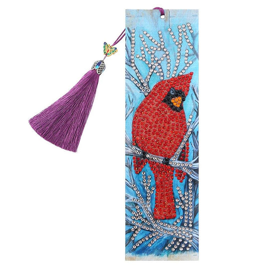 DIY Bird Special Shaped Diamond Painting Leather Bookmark Tassel