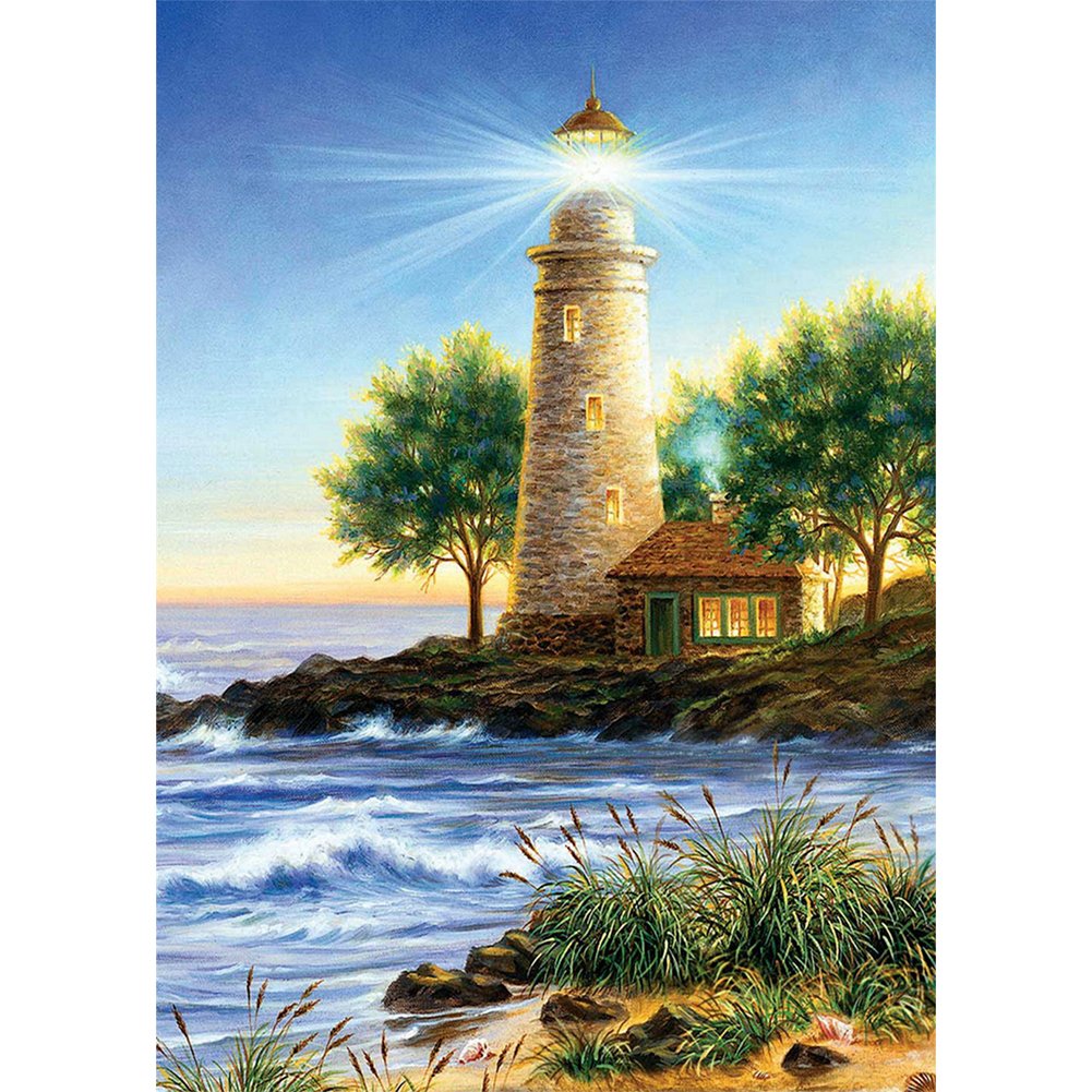 5D Diy Diamond Painting Kit Full Round Beads Lighthouse
