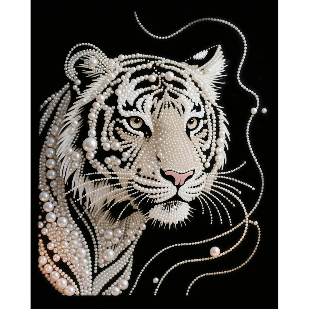 DIY Pearl Painting With Frame - Handmade Self-Adhesive Pearls - Tiger(40*50cm)