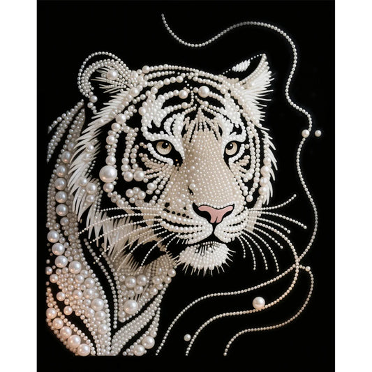 DIY Pearl Painting With Frame - Handmade Self-Adhesive Pearls - Tiger(40*50cm)