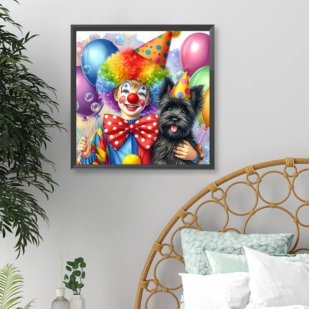 Diamond Painting - Full Round / Square - Clown And Dog