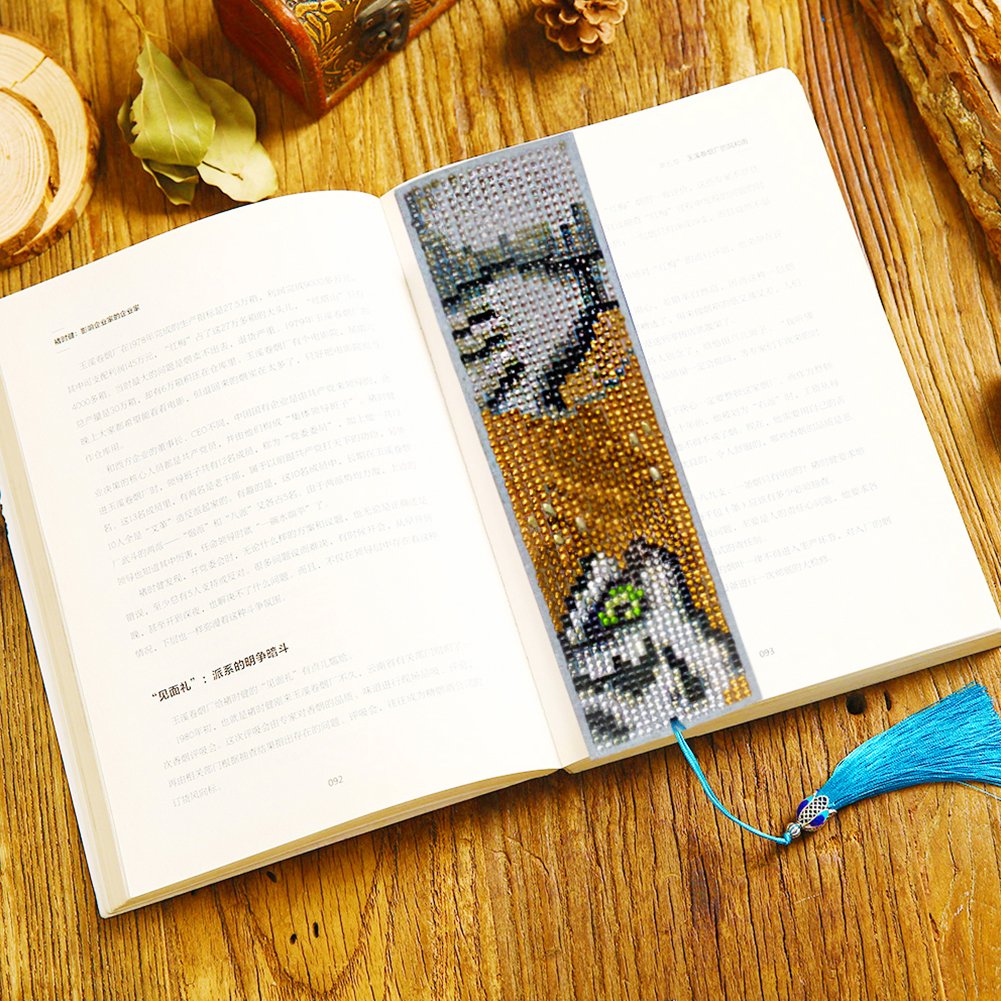 DIY Diamond Painting Bookmark with Tassel Tiger