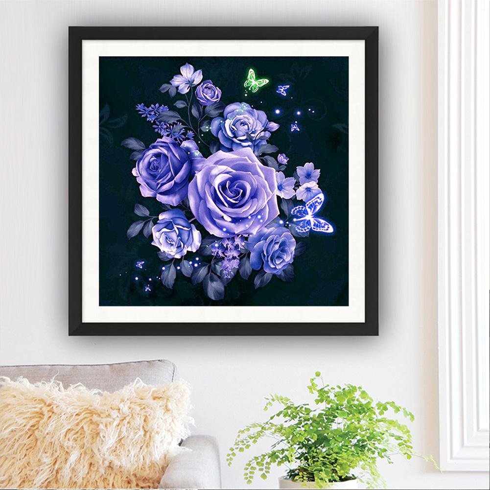 Diamond Painting - Partial Round - Purple Rose 2