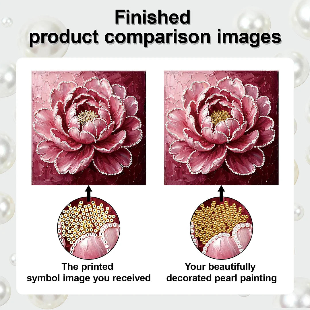 DIY Pearl Painting With Frame - Handmade Self-Adhesive Pearls - Flower (25*25cm) F